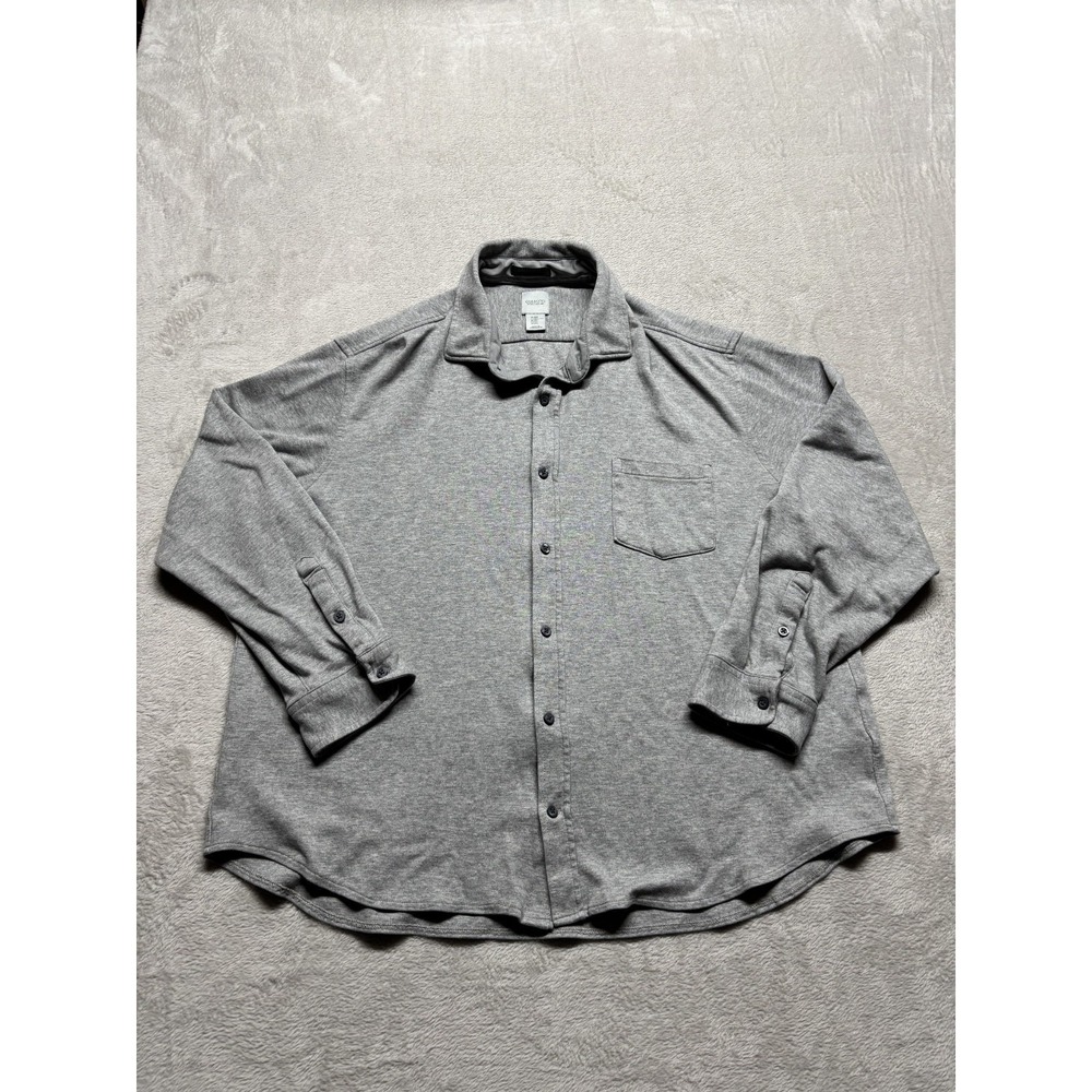 Giasone‎ Sweater Shirt Mens XXL 2XL Gray Button Down Knit Casual Front Pocket